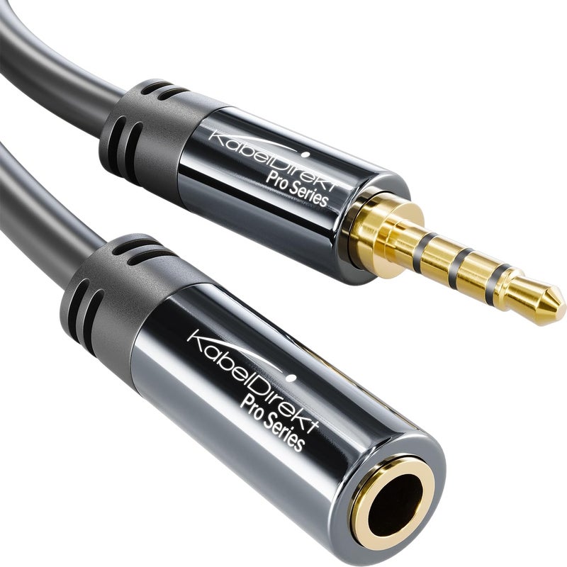 KabelDirekt â€“ Headset Extension Cable â€“ 6ft â€“ Headphone Extension Cord with Break-Proof Metal Plug for Gaming Headsets & Headphones with Microphone, TRRS, 4-Pole, 3.5mm Male to Female - Image 1